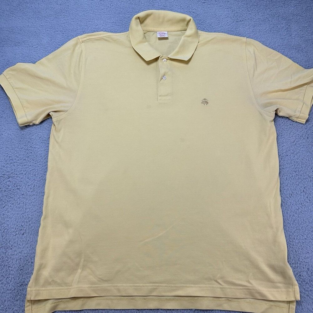 Brooks Brothers Polo Shirt Mens XL Yellow Slim Fit 1818 100% Cotton Preppy‎ Norm